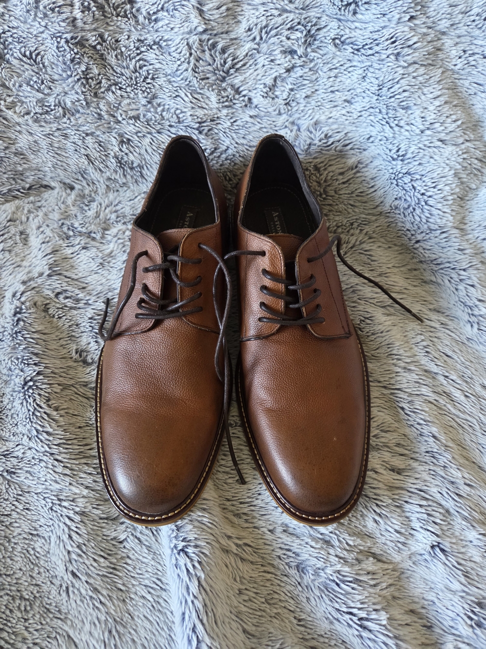 Aston Grey LEU leather oxford dress shoe, cognac brown finish, Size 11.5 US.